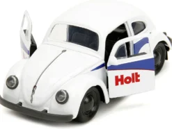 1959 Volkswagen Beetle Holt White with Blue Graphics and Boxing Gloves Accessory Punch Buggy Series 1/32 Diecast Model Car Jada 34237