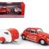 1967 Volkswagen Beetle Red Teardrop Travel Trailer Red White Coca-Cola 1/43 Diecast Model Car Motor City Classics 440032
