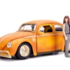 Volkswagen Beetle Weathered Yellow Robot on Chassis Charlie Diecast Figurine Bumblebee 2018 Movie Transformers Series Hollywood Rides Series 1/24 Diecast Model Car Jada 30114