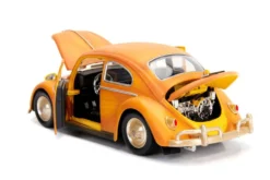 Volkswagen Beetle Weathered Yellow Robot on Chassis Charlie Diecast Figurine Bumblebee 2018 Movie Transformers Series Hollywood Rides Series 1/24 Diecast Model Car Jada 30114