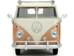 Volkswagen Bus WheelJack Tan and Beige Frank s TV Repair and Transformers Logo Diecast Statue Transformers Rise of the Beasts 2023 Movie Hollywood Rides Series 1/24 Diecast Model Car Jada 34264