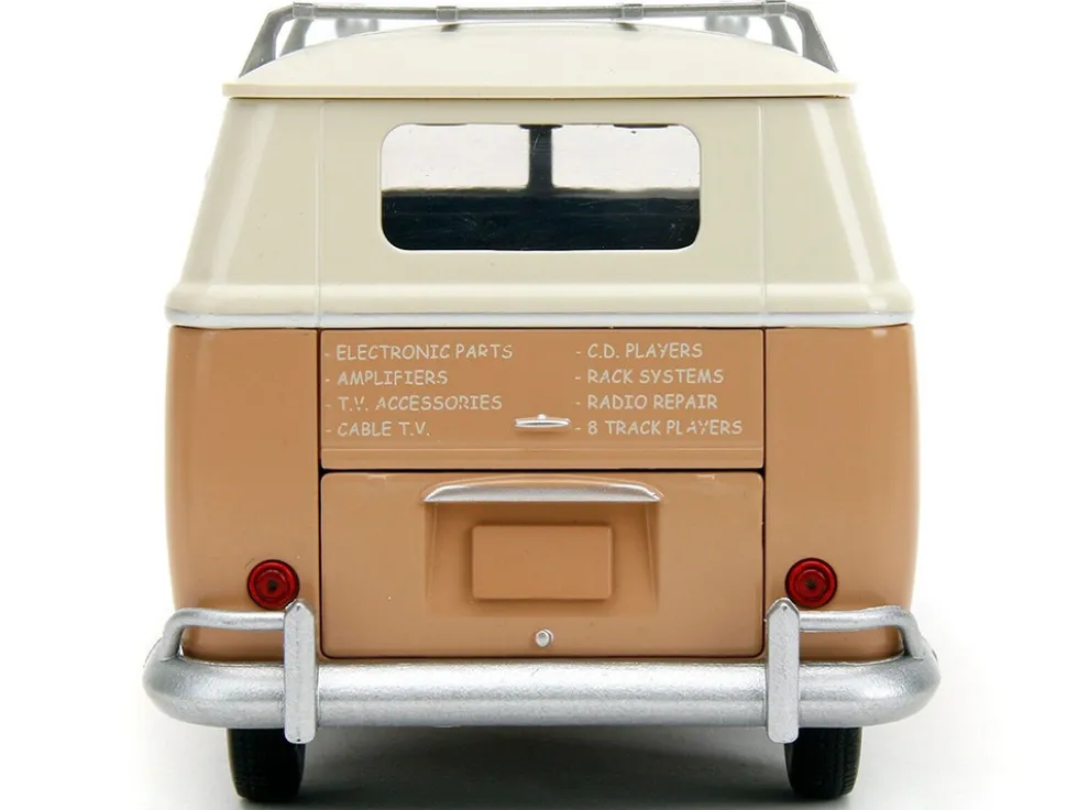 Volkswagen Bus WheelJack Tan and Beige Frank s TV Repair and Transformers Logo Diecast Statue Transformers Rise of the Beasts 2023 Movie Hollywood Rides Series 1/24 Diecast Model Car Jada 34264