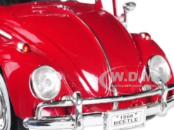 1966 Volkswagen Classic Beetle Red 1/24 Diecast Car Model Motormax 79558 79559