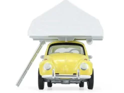 Volkswagen Classic Beetle Yellow with White Flower Graphics and Interior with Camp'otel Cartop Sleeper Tent