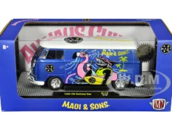 1960 Volkswagen Delivery Van Blue Metallic with White Top Maui and Sons Limited Edition to 6550 pieces Worldwide 1/24 Diecast Model Car M2 Machines 40300-112A