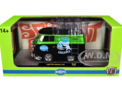 1960 Volkswagen Delivery Van "EMPI Equipped" Black and Green Metallic with Roof Rack and Ladder Limited Edition to 4050 pieces Worldwide 1/24 Diecast Model Car by M2 Machines