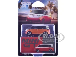Volkswagen ID.Buzz Van Candy White and Energetic Orange Metallic Limited Edition 1/64 Diecast Model Car by Mini GT