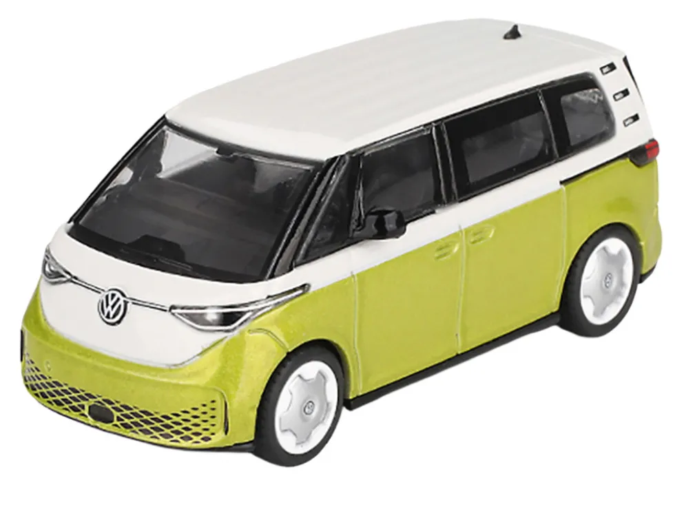 Volkswagen ID. Buzz Van Pomelo Yellow Metallic and Candy White Limited Edition 1/64 Diecast Model Car by Mini GT