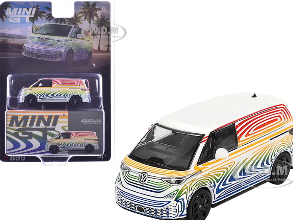 Volkswagen ID. Buzz Van Prototype "Rainbow" Limited Edition 1/64 Diecast Model Car by Mini GT