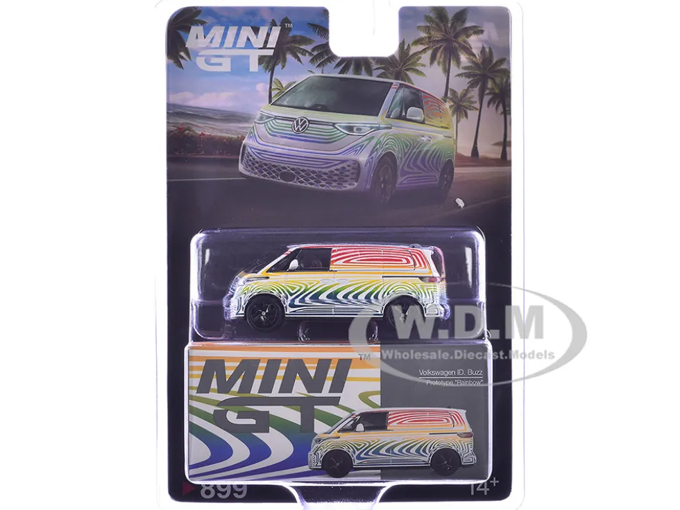 Volkswagen ID. Buzz Van Prototype "Rainbow" Limited Edition 1/64 Diecast Model Car by Mini GT