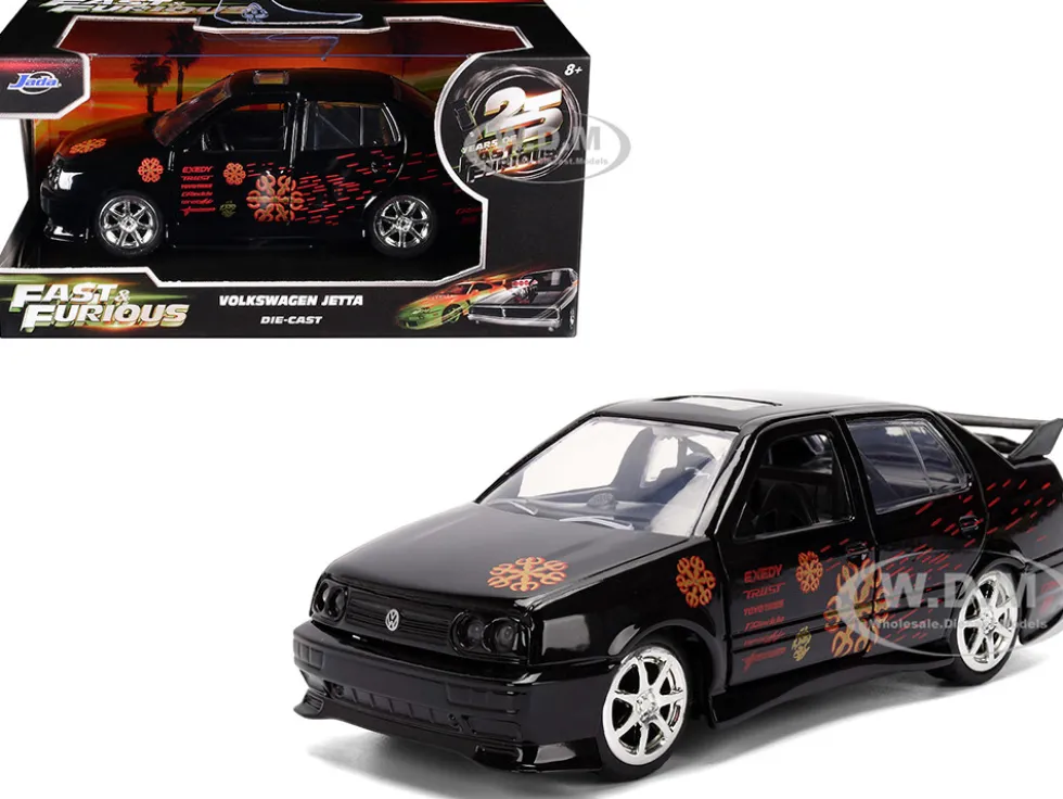 Volkswagen Jetta Black with Graphics "Fast & Furious Remix - 25th Anniversary" Series 1/32 Diecast Model Car by Jada