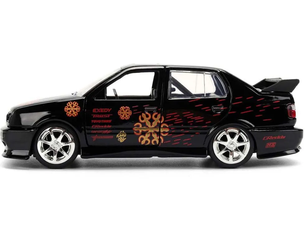 Volkswagen Jetta Black with Graphics "Fast & Furious Remix - 25th Anniversary" Series 1/32 Diecast Model Car by Jada