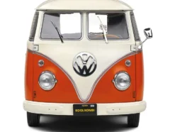1950 Volkswagen Kool Kombi Van with Trailer Orange and White 1/18 Diecast Model Car by Solido