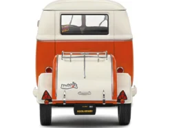 1950 Volkswagen Kool Kombi Van with Trailer Orange and White 1/18 Diecast Model Car by Solido