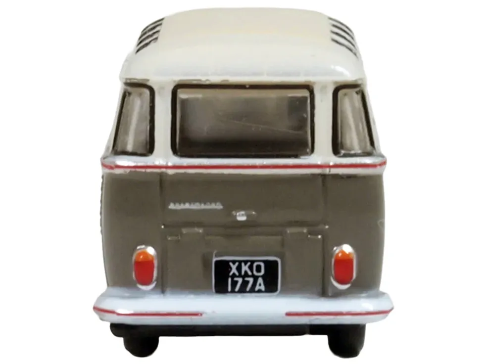 Volkswagen T1 Samba Bus Mouse Grey and Pearl White with Red Stripes 1/148 (N) Scale Diecast Model Car by Oxford Diecast