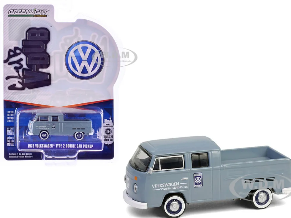 1978 Volkswagen Type 2 Double Cab Pickup Truck "Volkswagen Service" Gray "Club Vee-Dub" Series 20 1/64 Diecast Model Car by Greenlight