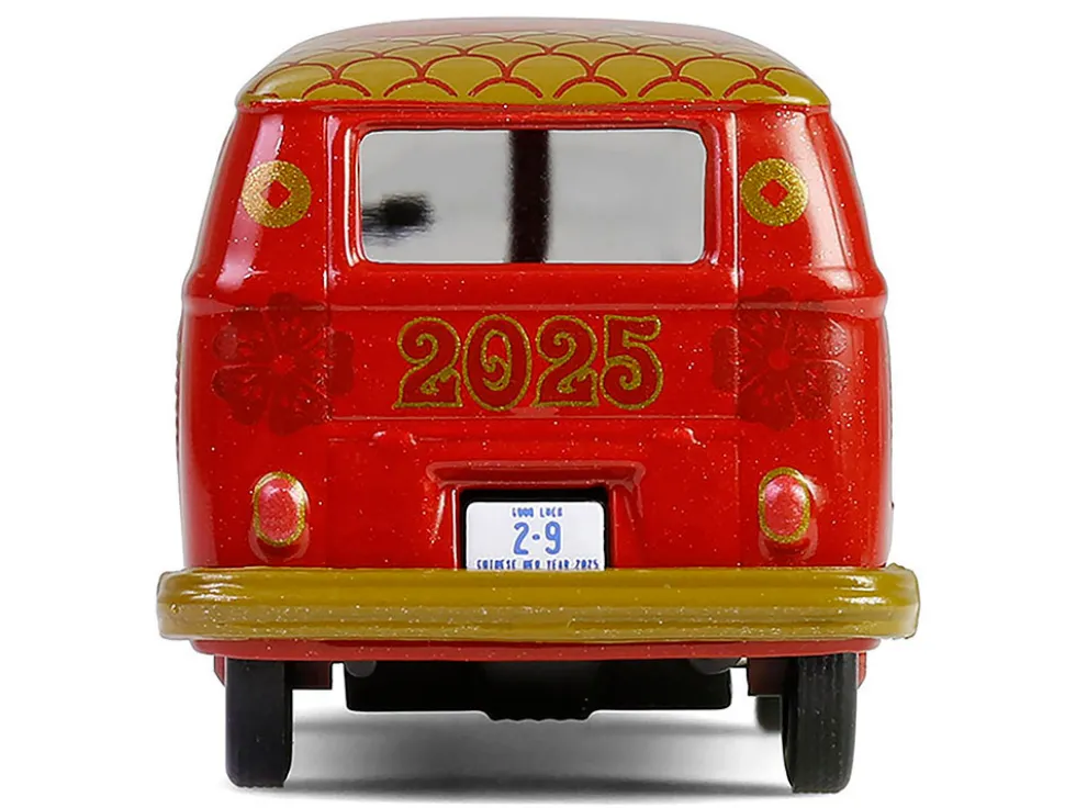 Volkswagen Type 2 Panel Van "Chinese Zodiac 2025 Year of the Snake" Red with Graphics "Hobby Exclusive" Series 1/64 Diecast Model Car by Greenlight