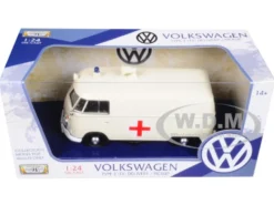 Volkswagen Type 2 T1 Ambulance Cream 1/24 Diecast Model Car Motormax 79565
