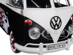 Volkswagen Type 2 T1 Delivery Van with Flames 1/24 Diecast Car Model Motormax 79566
