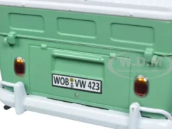 Volkswagen Type 2 (T1) Double Cab Pickup Truck White and Green 1/24 Diecast Model Car Motormax 79343