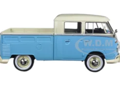 Volkswagen Type 2 (T1) Double Cab Pickup Truck Blue/Cream 1/24 Diecast Model Car Motormax 79343