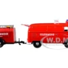 Volkswagen Type 2 T1 Fire Van Fire Fighting Trailer Feuerwehr Red 1/24 Diecast Model Car Motormax 79671