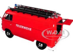 Volkswagen Type 2 T1 Fire Van Red 1/24 Diecast Model Car Motormax 79564