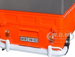 Volkswagen Type 2 T1 Pickup Truck Orange Snow Plow Camper Shell 1/24 Diecast Model Car Motormax 79593