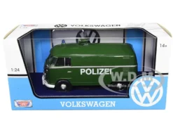 Volkswagen Type 2 T1 Police Van Polizei Dark Green 1/24 Diecast Model Car Motormax 79574
