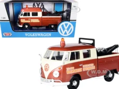 Volkswagen Type 2 T1 Tow Truck Volkswagen Specialists Brown Metallic Cream 1/24 Diecast Model Car Motormax 79585