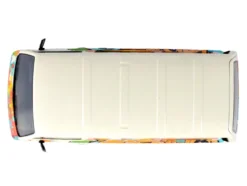 Volkswagen Type 2 (T3) Van White Metallic with Graffiti Graphics 1/24 Diecast Model Car by Motormax