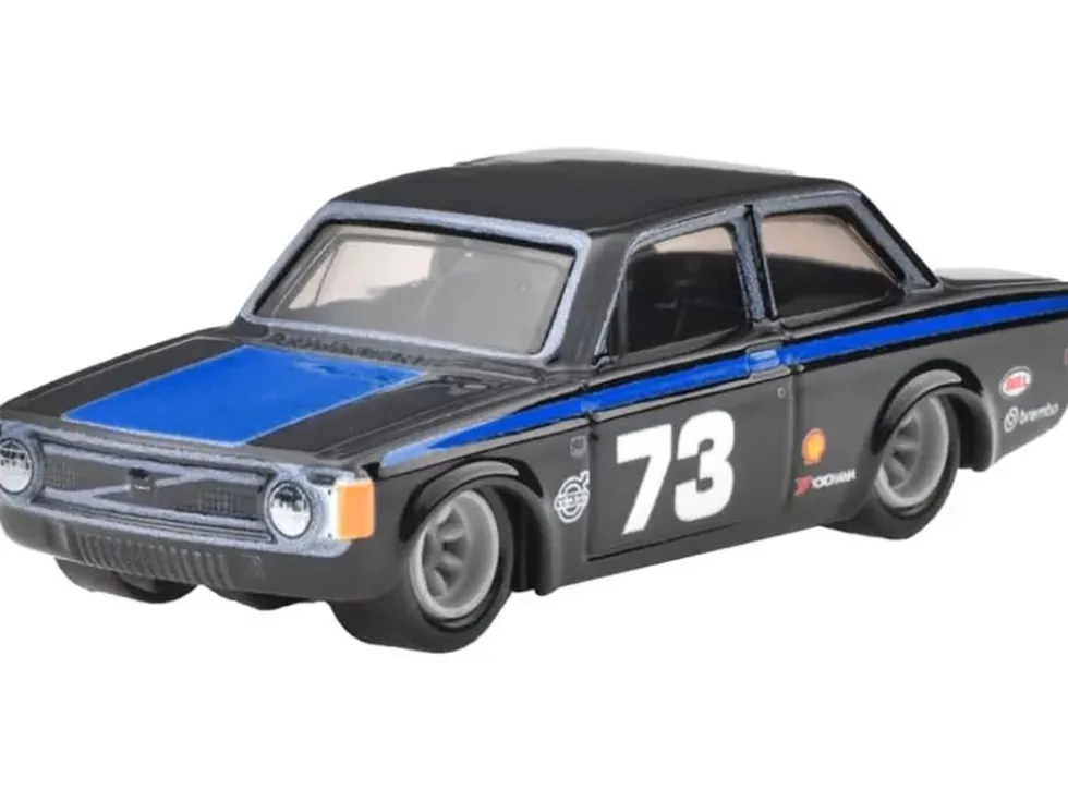 1973 Volvo 142 GL #73 Black with Blue Stripes and Hood "Boulevard" Series Diecast Model Car by Hot Wheels