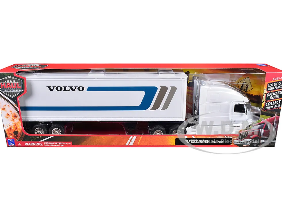 Volvo VN-780 Truck with Dry Van Trailer White "Long Haul Truckers" Series 1/32 Diecast Model by New Ray