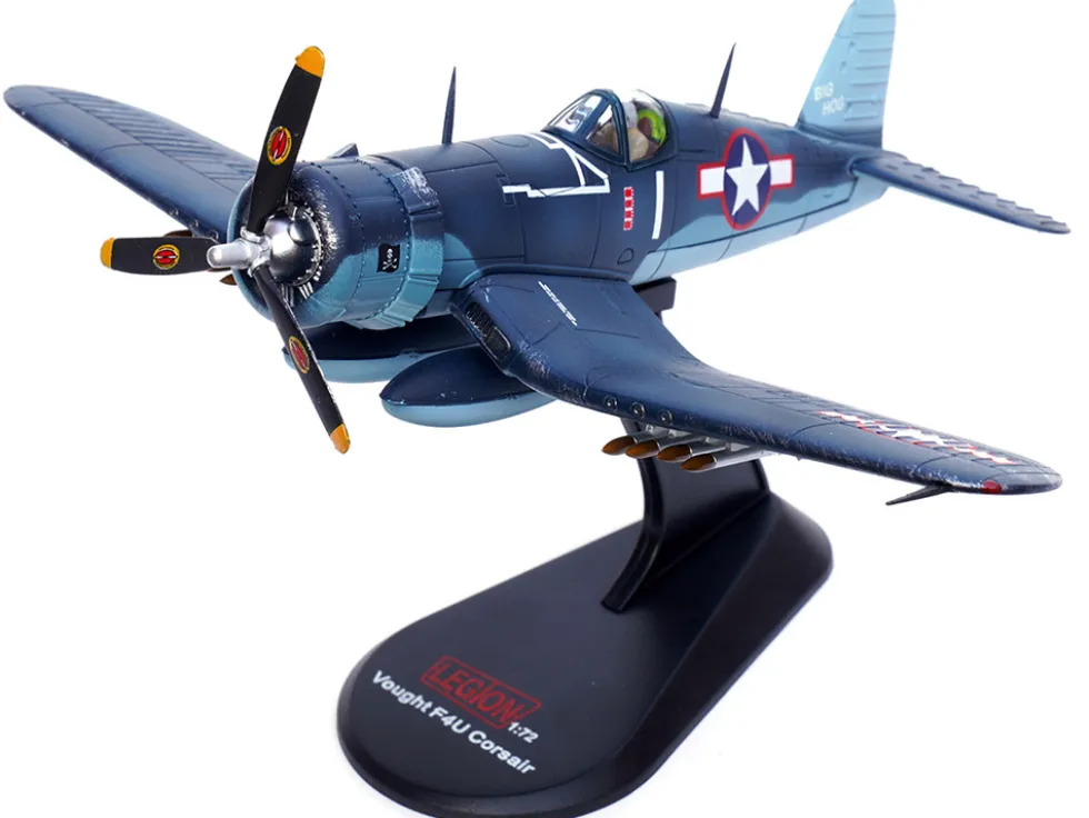 Vought F4U 1A Corsair Fighter Plane Big Hog VF 17 Jolly Rogers Captain Tommy Blackburn US Navy 1943 1/72 Diecast Model Airplane Legion LEG-14619LA
