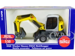 Wacker Neuson EW65 Mobile Excavator Yellow and Gray 1/50 Diecast Model Siku 3560