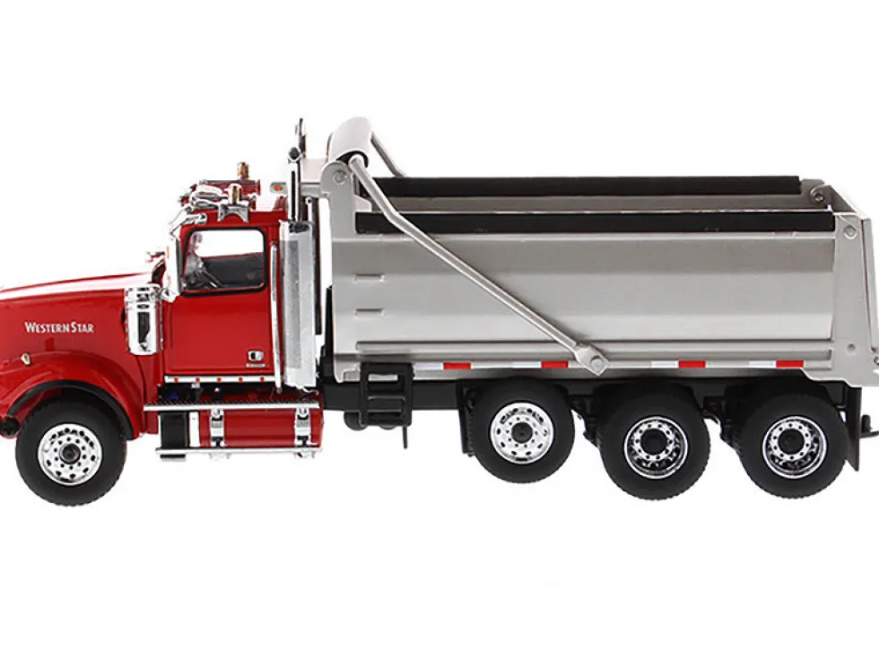 Western Star 4900 SF Dump Truck Red Silver 1/50 Diecast Model Diecast Masters 71067