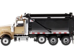 Western Star 4900 SFFA Tandem Pusher Axle OX Stampede Dump Truck Gold Black 1/50 Diecast Model Diecast Masters 71080