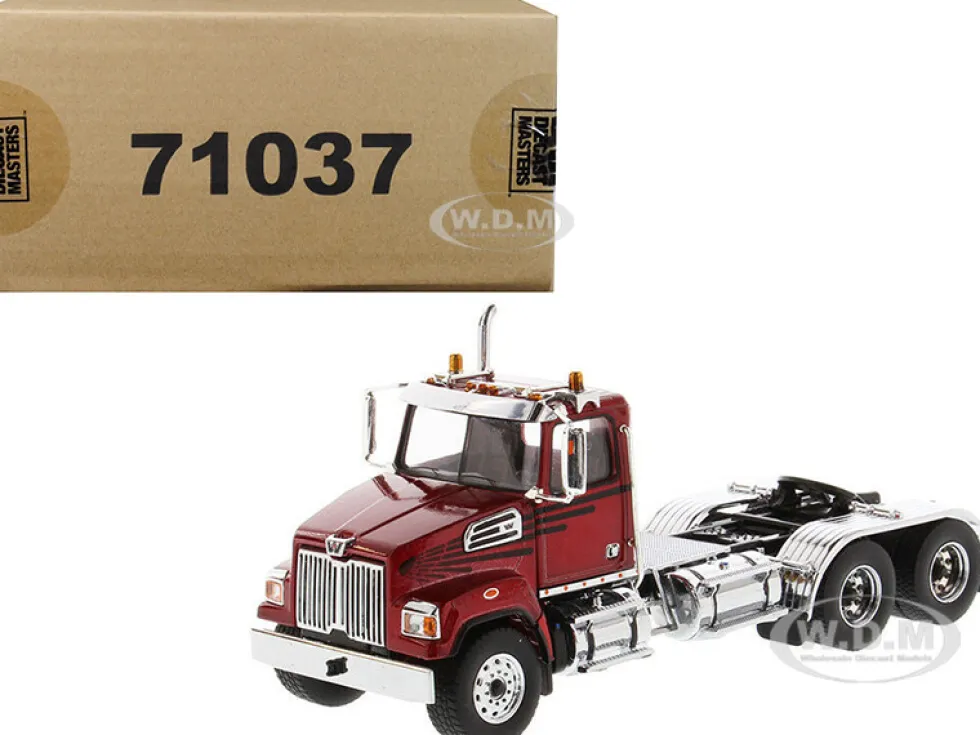Western Star 4700 SF Tandem Day Cab Tractor Metallic Red 1/50 Diecast Model Diecast Masters 71037