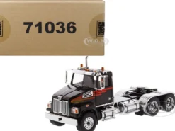 Western Star 4700 SF Tandem Day Cab Tractor Metallic Black 1/50 Diecast Model Diecast Masters 71036