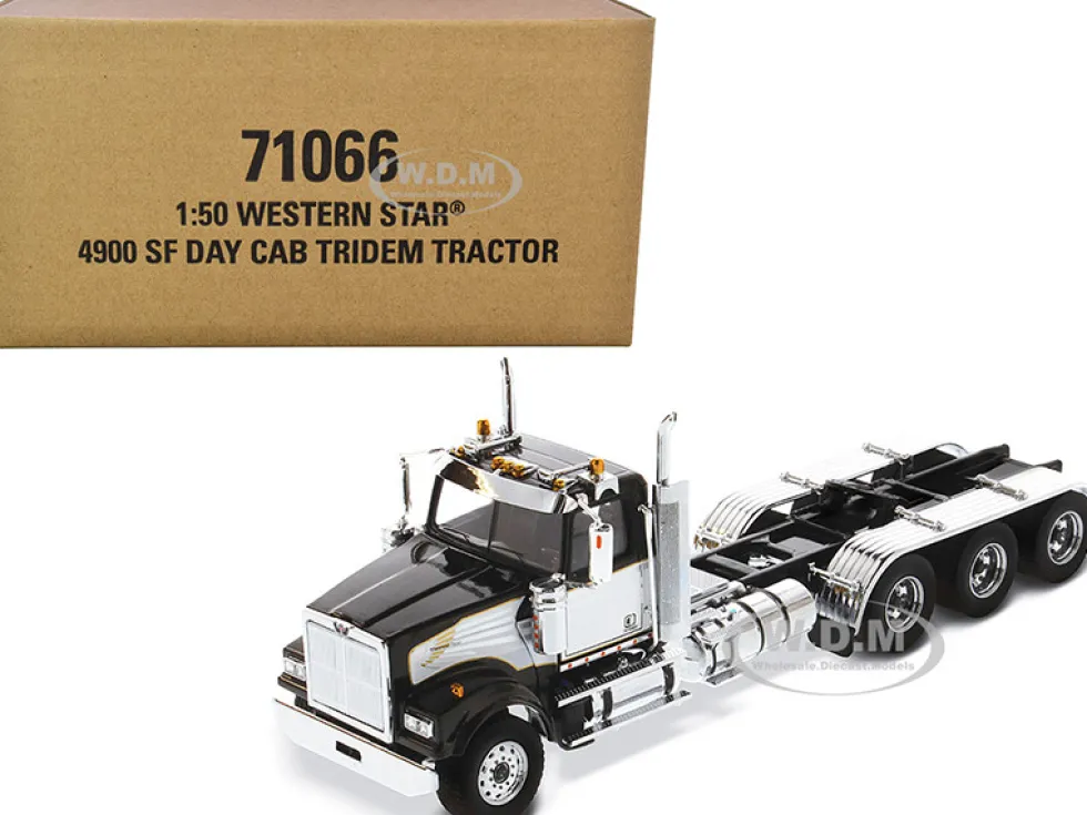 Western Star 4900 SF Tridem Day Cab Truck Tractor Black Transport Series 1/50 Diecast Model Diecast Masters 71066