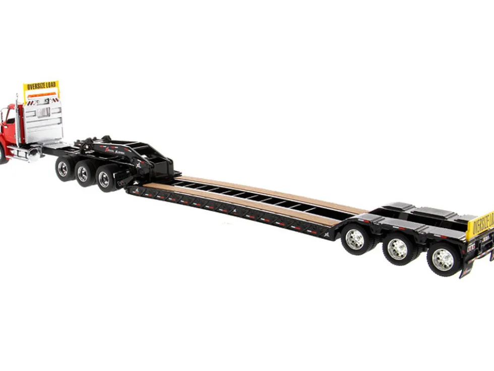 Western Star 49X SBFA Tridem Axle Heavy-Haul Tractor XL 120 Low-Profile HDG Trailer Red Black Transport Series 1/50 Diecast Model Diecast Masters 71090