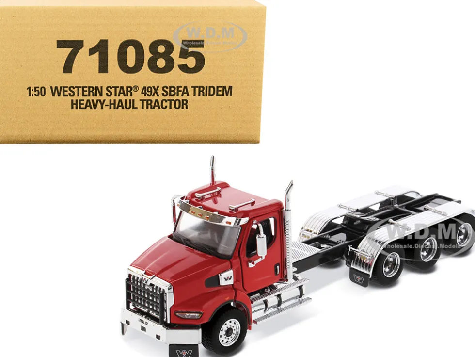Western Star 49X SBFA Tridem Day Cab Heavy-Haul Truck Tractor Viper Red Transport Series 1/50 Diecast Model Diecast Masters 71085