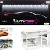 White Collectible Display Show Case Illumicase+ with LED Lights and Mirror Base and Back for 1/64 1/43 1/32 1/24 1/18 Scale Models Illumibox MJ7710 MW