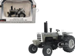 White 2255 Open Station Tractor Brushed Metal with White Stripes 1/64 Diecast Model by SpecCast