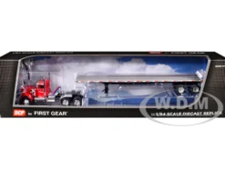 White Western Star 4900 Day Cab with 48’ Utility Flatbed Trailer Viper Red 1/64 Diecast Model by DCP/First Gear