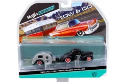 1941 Willys Matt Black and Traveler Trailer Tow & Go 1/64 Diecast Model Maisto 15368-M