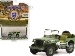 1942 Willys MB Jeep #20362162-S Green U.S. Army World War II Rough Rider Battalion 64 Release 2 1/64 Diecast Model Car Greenlight 61020A