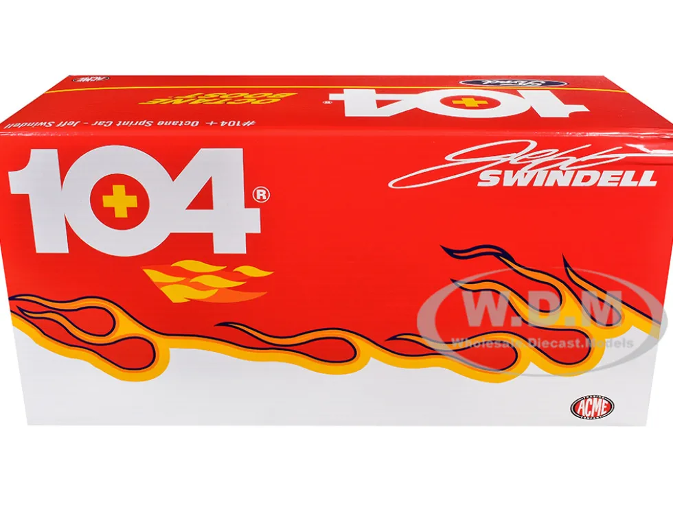 Winged Sprint Car #104+ Jeff Swindell "Octane Boost" Red with Graphics "National Sprint Car Hall of Fame" 1/18 Diecast Model Car by ACME