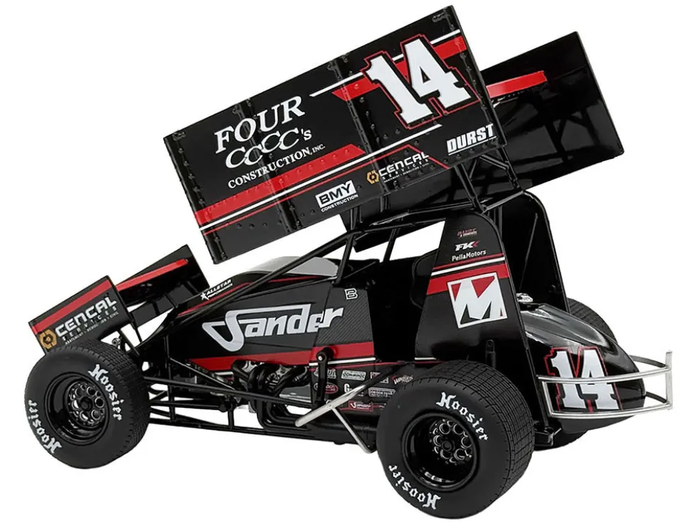 Winged Sprint Car #14 Spencer Bayston "Four CCCC's Construction - Sander" Jason Meyers Racing (2025) 1/18 Diecast Model Car by ACME