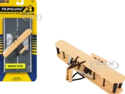 Wright Flyer Biplane Aircraft Beige with Runway Section Diecast Model Airplane Runway24 RW240
